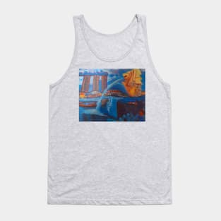 A scenery of the Merlion in Singapore Tank Top